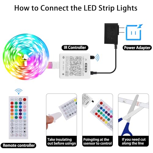 Rucumin 32.8Ft Led Lights For Bedroom,Rope Lights,Music Sync Color Changing Led Strip Lights With App And 44 Keys Remote Control, Rgb Led Light Strips For Party Christmas Kitchen Room Decor thumb #6