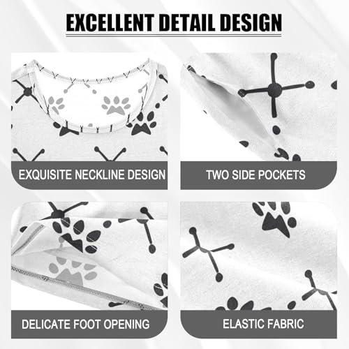 ALAZA Abstract Dog Paw Print Pajamas Set Short Sleeve Cotton Sleepwear Summer Pjs 2 Piece 5-14Y4