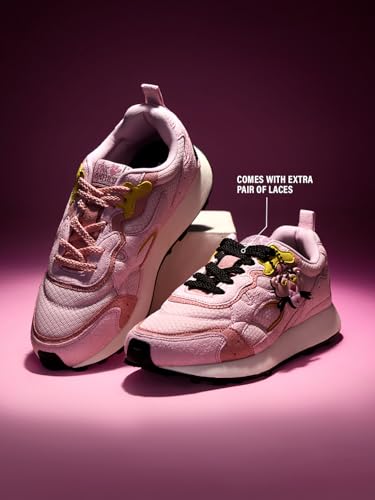 Image of The Souled Store Pink Panther: Cool Cat Women and Girls Low Top Sneakers | Multi-Toned Pink & White Retro Trainer with Breathable Mesh, Cushioned Insole & Durable Outsole