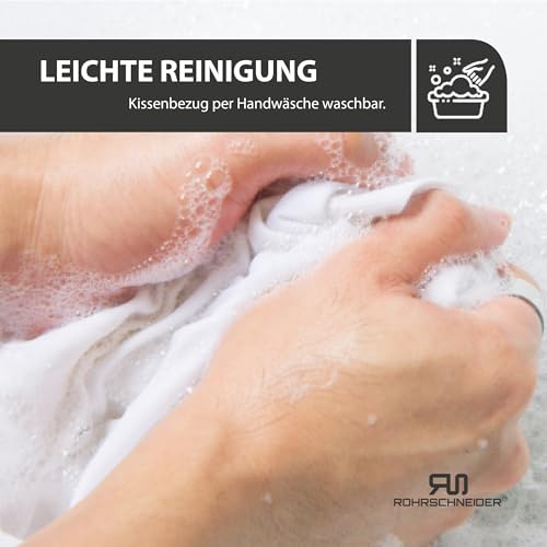 Rohrschneider Hundebett mit Henkel für kleine und mittelgroße Hunde | von Hand geflochtener Hundekorb aus Seegras mit verstärktem hohen Rand | Hundekissen mit waschbarem Bezug | Gr. 1 (51 x 43 cm)