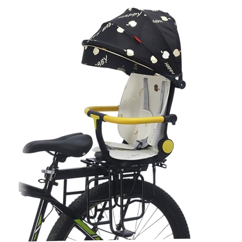Ameble Asiento Trasero Seguro y cómodo para niños en Bicicleta, con Respaldo reclinable y diseño Plegable para un fácil Almacenamiento - Negro