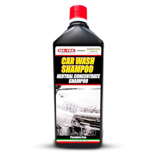 Image of MAFRA Neutral Car Wash Shampoo (1L) | High Foaming Concentrated Formula for Exterior Cleaning | Safe on All Paints & Coatings | Streak-Free Wash | Suitable for Car & Motorbike (1 L(Pack of 2))