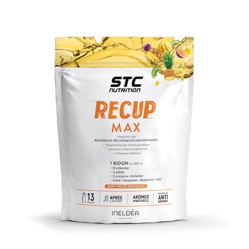 STC NUTRITION - Recup Max - Préparation pour boisson de récupération antioxydante - Goût Fruits Exotiques - Anti-Dopage - 13 bidons - 525 g