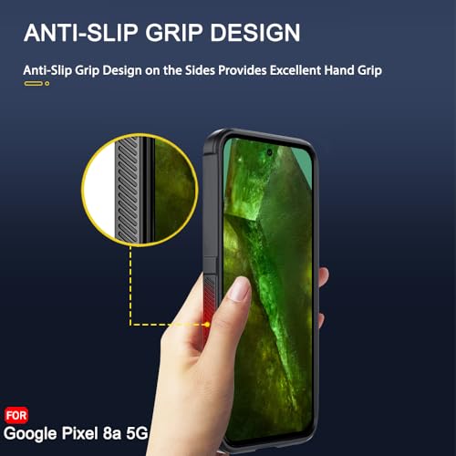 Image of TheGiftKart Liquid Silicon Back Cover Case for Google Pixel 8A | Shockproof Military Grade Protection | Micro-Fibre Cloth On Inner Side | Built-in Anti-Slip Grip Case Cover for Pixel 8A (TPU, Black)