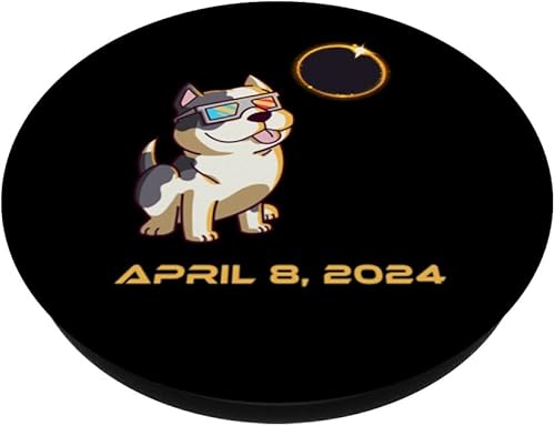 Miniatura 2 de Total Solar Eclipse April 8 2024 Totality Dog Pitbull PopSockets Standard PopGrip
