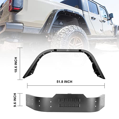Roxx Fender Flares Fit For 2019-2022 Jeep Gladiator Jt, 4Pcs 2019 2020 2021 2022 Jeep Gladiator Alloy Steel Fender Flares With Led Sequential Turn Signal Light And Drl Light Function #TOP6