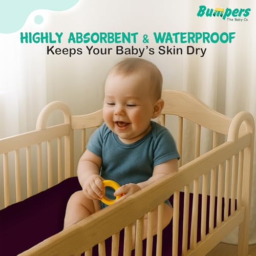 Image of Bumpers Waterproof Quick Dry Sheet for Baby| Bed Pad Extra Absorbent Washable Matress Protector| Baby Bed Protector Sheet for Toddler Children (Plum,Small (70x50 cm)