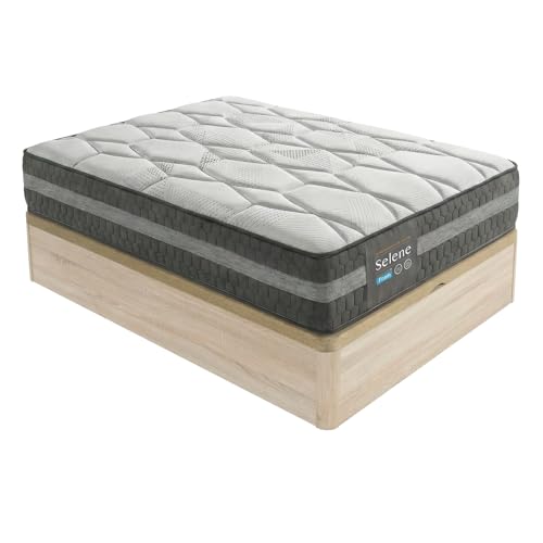 Duérmete Online - Pack Colchón Viscoelástico Selene, Confort Óptimo + Canapé Madera Reforzado y Gran Capacidad, Color Cambria 150 x 190
