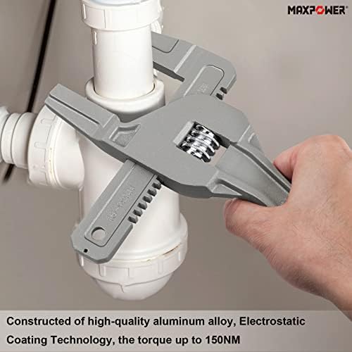 MAXPOWER Adjustable Spanner Wide Jaw, 250mm (10 Inch) Plumbing Basin Aluminium Adjustable Wrench for Plumber - MAX Opening Capacity 95mm