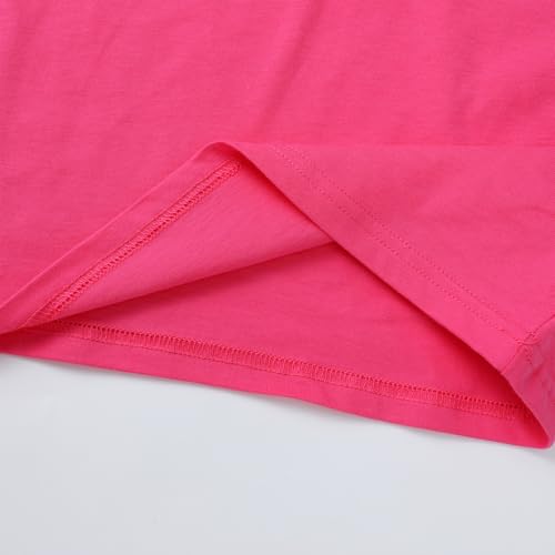 HILEELANG 4 Packs Girls Shirts Summer Short Sleeve Cotton Soft Plain Solid Pure Color Tops Tee Basic Shirts 6