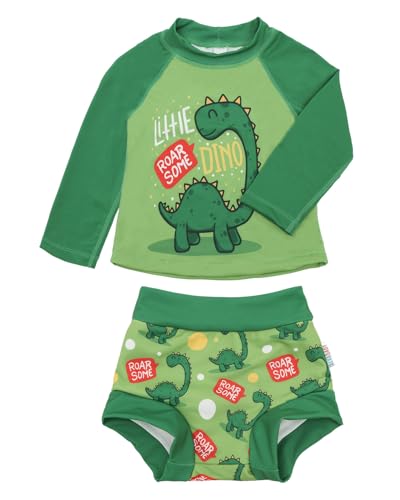 Image of ALVA 2 Pcs Long Sleeve Rash Guard Swim Diaper Sets, Baby Toddler Swimsuit UPF 50+ Sun Protection for Boy and Girl