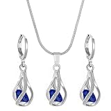 Sbshiouu Juego de aretes colgantes resistentes a las alergias de inspiración vintage, collar de cristal de circonita para reuniones