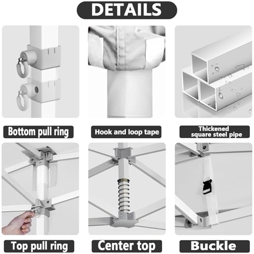 Image of COBIZI 13x26 Pop Up Canopy Tent,Heavy Duty Canopy(White with 6 Sidewalls)