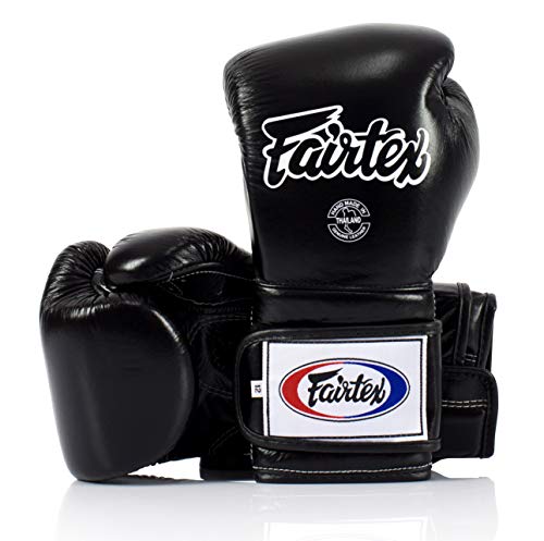 Fairtex Muay Thai Boxing Gloves BGV9 - Heavy Hitter Mexican Style - Minor Change Black with Yellow Piping 12 14 16 oz. Training & Sparring Gloves for Kick Boxing MMA K1