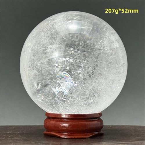 Bola de cristal de cuarzo blanco natural de 52mm con soporte para collar 3