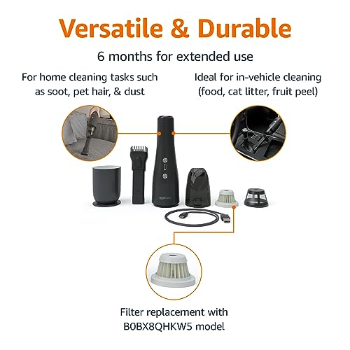 Amazon Basics Cordless Handheld Vacuum, USB Chargeable, Black - Image 3