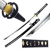 Musha Hand Forged Japanese Katana Samurai Sword - 1045 High Carbon Steel Full Tang Blade for Collection, Gift, Straw Mat Cutting Practice