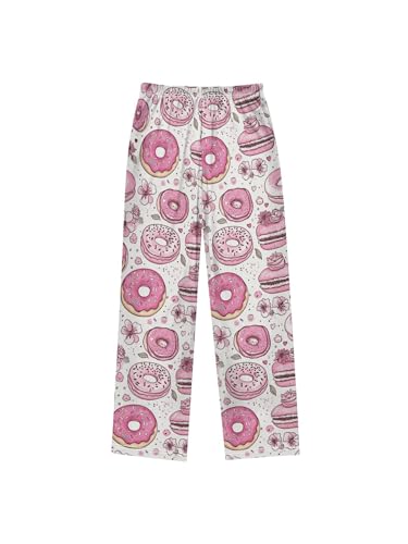 ZZKKO Sweet Pink Donut Macaroon Boys Pants for Kids Jogger Pants with Pockets S2