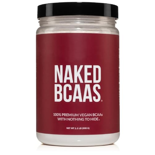 NAKED BCAAs Amino Acids Powder, Only 1 Ingredient, Pure 2:1:1 Formula, Vegan Unflavored Branched Chain Amino Acids, Instantized All Natural BCAA Supplement - 500 Grams, 100 Servings