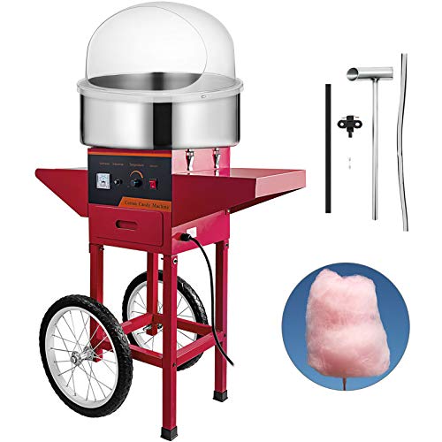 VBENLEM Cotton Candy Machine Commercial with Bubble Cover Shield and Cart Cotton Candy