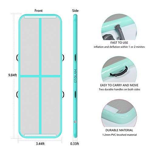 Ez Glam 10Ft Inflatable Tumbling Gymnastic Air Floor Mat Track Cheerleading For Home Use/Cheerleading/Beach/Park And Water (Light Green) #TOP1
