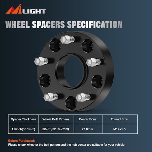 Image of Nilight Ram 1500 Wheel Spacers 5x5.5 for 2012-2018, 4PCS