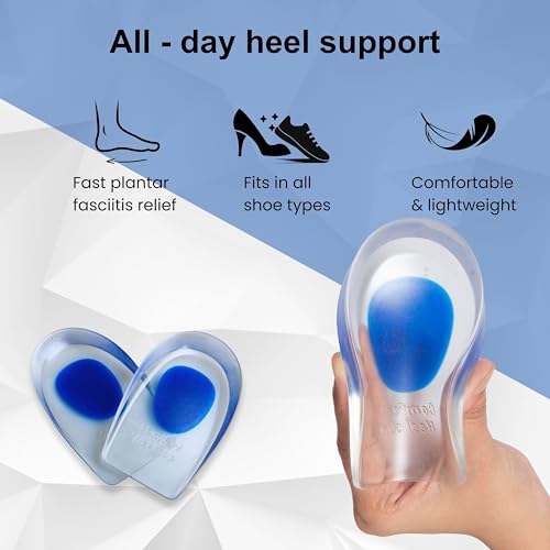 Image of Wonder Care 1 Pair Gel Heel Cushion For Heel Pain Relief Women And Men | Silicone Heel Pad | Plantar Fascitis Inserts Heel Spur Pads| Achillies Heel Support| Cushion Heel Inserts | Large