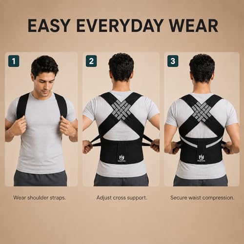 Image of Posture Corrector Belt For Men And Women Breathable Neoprene Back Support Belt Adjustable Back Straight Belt Shoulder And Clavicle Support For Daily Posture Correction (Xcross)