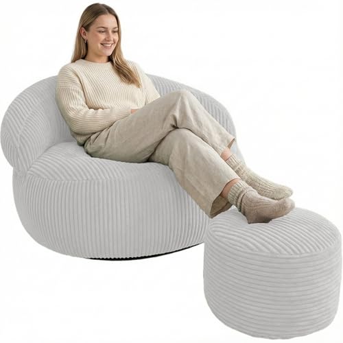 Bananair - Pouf Salon & Chambre en Velours Côtelé - Pouf Fauteuil XXL Doux & Élégant - Housse Lavable en Machine - Idéal Salon, Chambre Adulte, Ado...