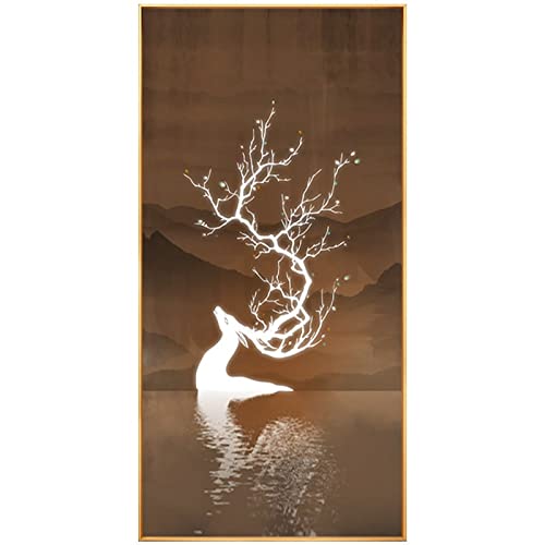 Broderie diamant cerf elfe pour sublimer la décoration murale du salon avec un grand tableau