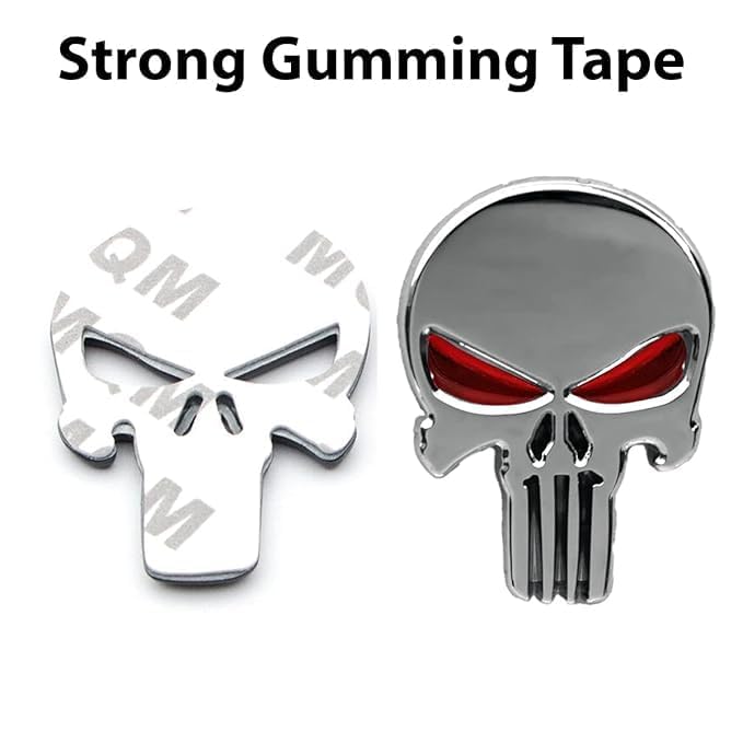 Image of VRT 3D Chrome Emblem Automotive Car, Bike Badges Logo Self Adhesive Sticker (Skull, Silver)
