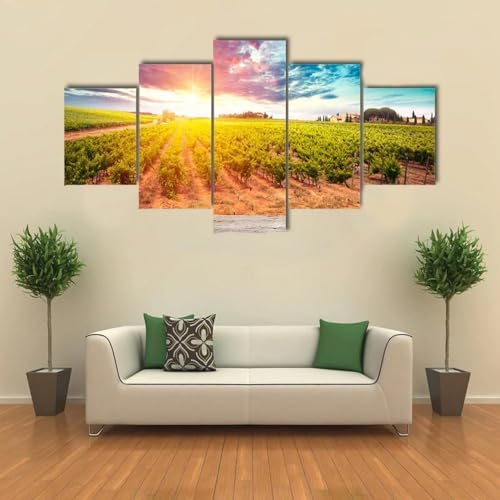 Toile peinture tableau decoration murale 5 parties paysage pour salon