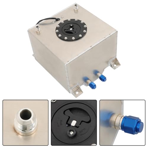 5 Gallon Universal Fuel Cell Tank Aluminum Polished Race Street Drift Strip 19 L Fuel Cell Tank with Level Sender Black/Silver