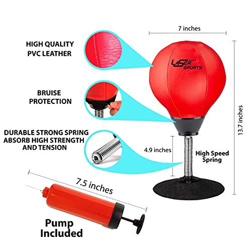 Laser Sports Desktop Punching Bag - Stress Buster With Suction Cup For Office Table And Counters - Heavy Duty Stress Relief Desk Punch Ball - Fun Gift For Party - Perfect For Kids And Adults #TOP4