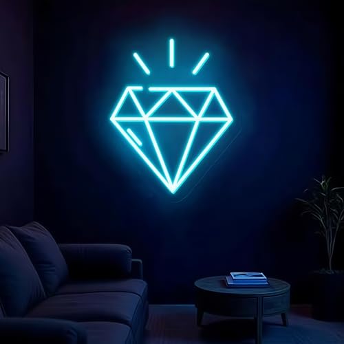 Image of Custom Diamond Neon Sign, Radiant Diamond Glow LED Wall Light for Bedroom, Living room, Home Bar, Jewelry Shop, Fashion Lover 11.6″ x 13.8″