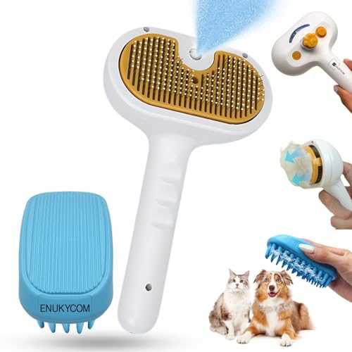 Self Cleaning Steam Brush for Cat Dog, 4 in 1 Pet Brushes for She...