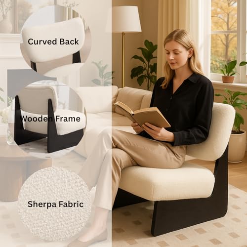 Sillón sin brazos acolchonado beige moderno miniatura 4