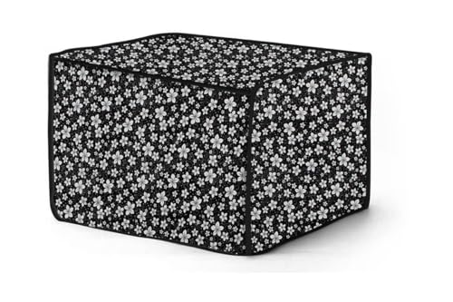 Image of PVC Microwave Oven Cover for LG 28L MC2846BG | Full Closure Zip | Waterproof & Dustproof | Attractive Digital Print | Wipe Clean | Kitchen Decor | 51 x 30.5 x 49.4 cm | Black Flower Design