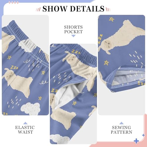 ZZXXB Sleeping Llama Boys Long Pants Soft Trousers Elastic Waist Kids Lounge Bottoms with Pockets S-XL4
