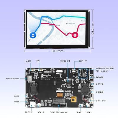 ELECROW ESP32 Display 1024x600, 7 Inch HMI ESP32 IPS Touch Screen, Support AI Speech Interaction, ESP32-P4 Dual-Core Processor, Up to 400MHz, Compatible with Arduino, ESP-IDF, LVGL (Without Camera)