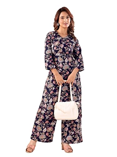 Image of MS VHCK ENTERPRISE Women's Rayon Straight Printed Kurta with Palazzo