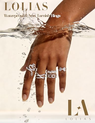 LOLIAS 16 Stück Ringe Silber Damen Edelstahl Ring Verstellbar Offene Daumen Knöchel Ringe Silber 925 für Frauen Minimalistischer Rings Set Silberringe Fingerringe Damenring Ring Schmuck Damen