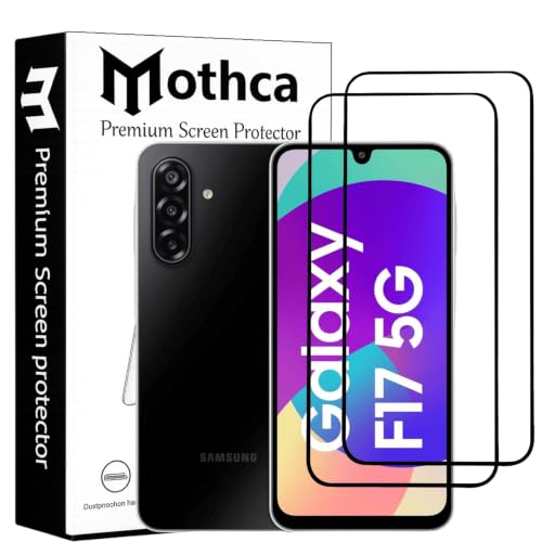 Image of Mothca Advance Military-Grade Tempered Glass Screen Protector Compatible for Samsung Galaxy F17 5G with Edge to Edge Coverage - Case Friendly, Anti-Scratch & Bubble-Free Installation Kit (Pack of 2)