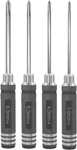 Kit de 4 Destornilladores cruzado,Juego de Herramientas Destornillador para Helicóptero RC (3,0 mm, 4,0 mm, 5,0 mm, 6,0 mm)