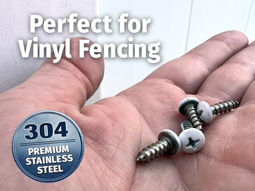 Tornillos para vallas de vinilo #8 x 1/2" acero inoxidable blancas 40 pack miniatura 5