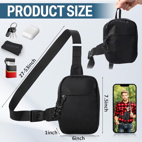 Image of Kajaia 6 Pack Small Crossbody Sling Bags Bulk for Men Fanny Packs Water Resistant Chest Bag Dual Pocket with Buckle Adjustable Strap Lightweight Casual Bag for Workout Travelling Running (Black)