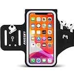 Running Phone Holder with Earphone Bag, Razobws Phone Armband for iPhone 16 15 14 13 12 11 Plus Pro Max Galaxy S20-S25 Ultra Running Armband with Adjustable Strap Car Key Pocket, Up to 6.7''