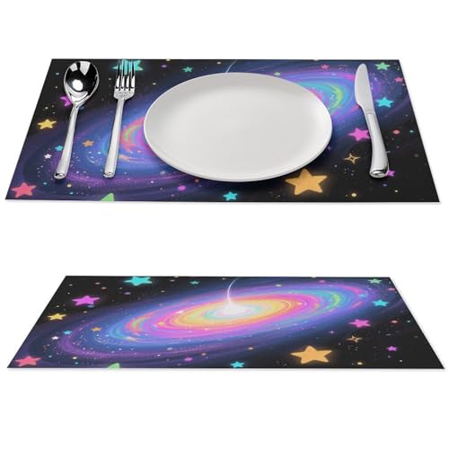 Set de table PVC résistant chaleur lavable cuisine salle à manger noir - 2