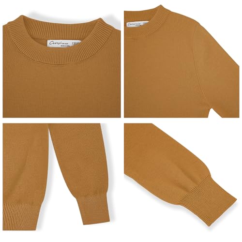 Image of CUNYI Boys Girls Crewneck Sweater Long Sleeve School Uniform Pullover Thermal Wool Solid Knit Top