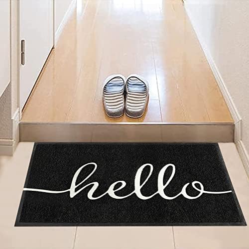 Famibay Dirt Trapper Door Mat Indoor Outdoor Doormat Non Slip Barrier Mat Low Profile Door Mats Entrance Rug Washable Entryway Floor Mat for Front Back Door Hallway(Black, 45x75cm)